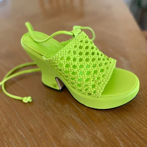 NEW Circus by Sam Edelman Women 8 Wasabi  Heeled Sandals Neon Green Retro Groove - Picture 9 of 9